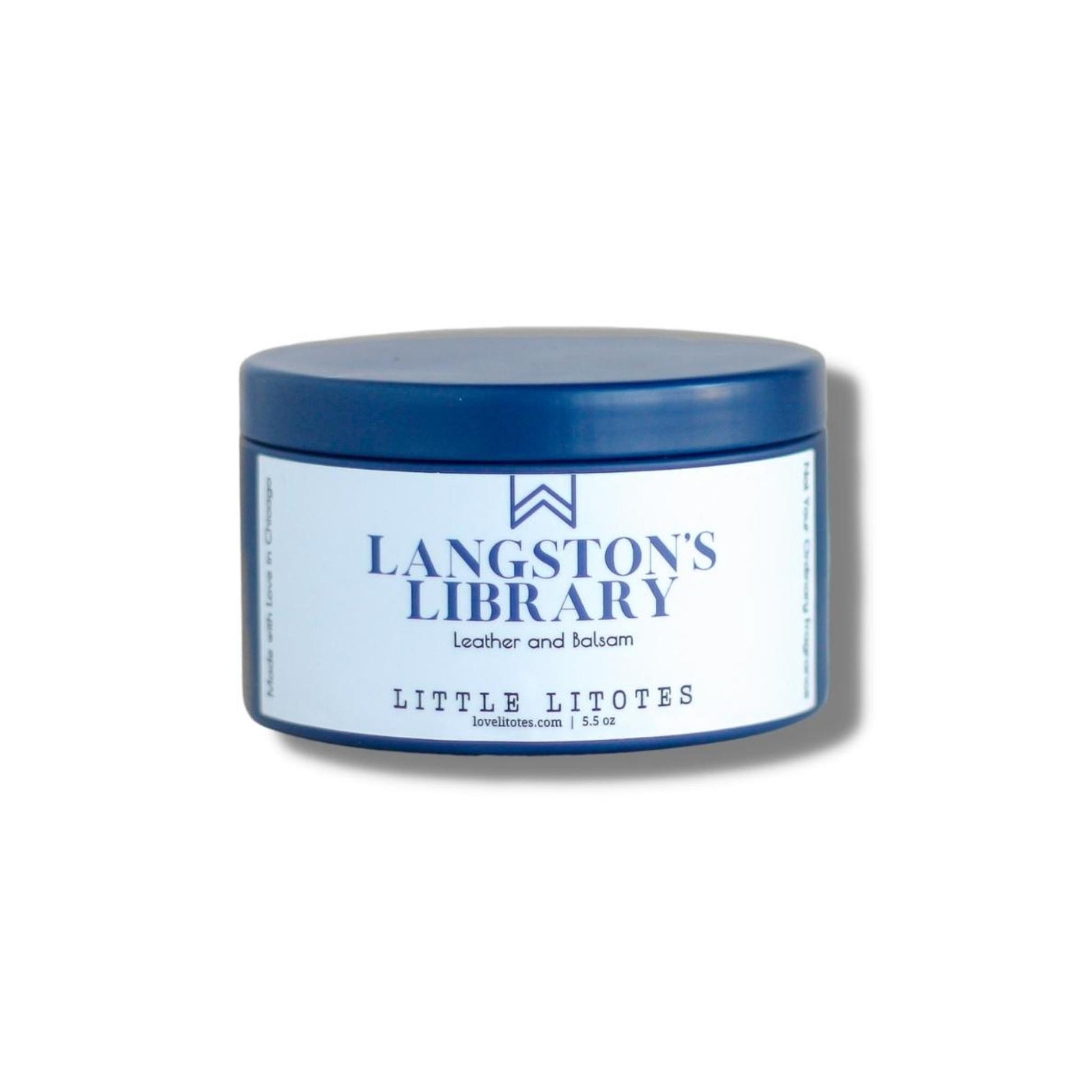 Luxury Soy Candle with the aroma of leather and balsam. Langston's Library, celebrating author Langston Hughes